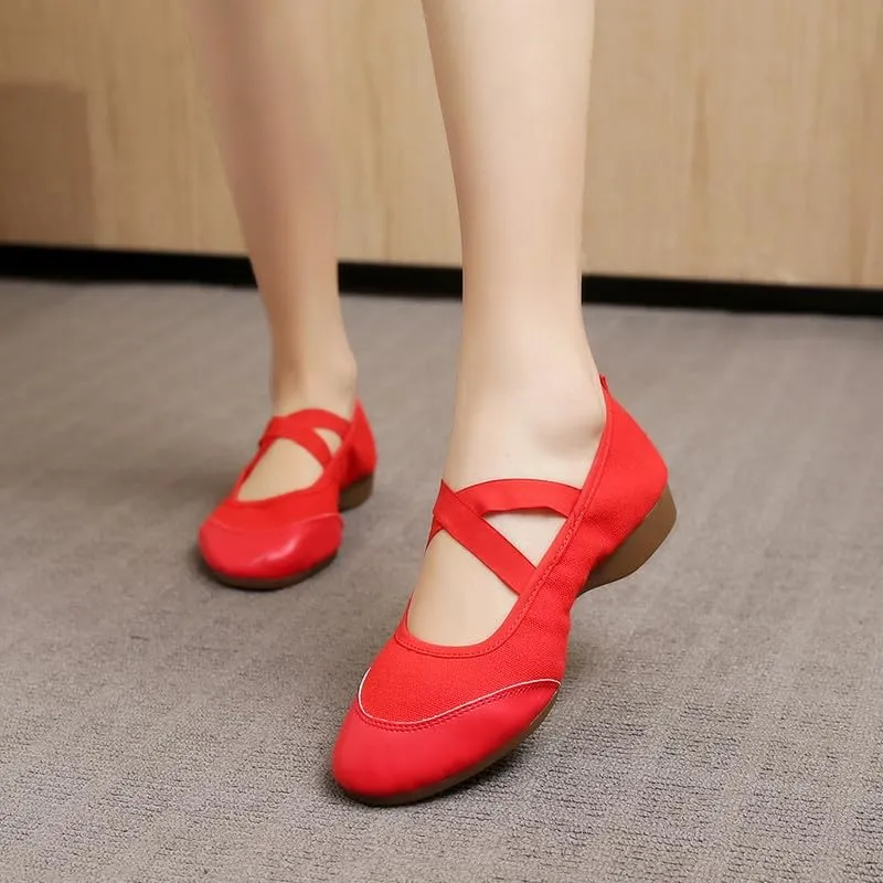 AOQUNFS Women’s Latin Dance Shoes Close Toe Ballroom Dance Practice Shoes