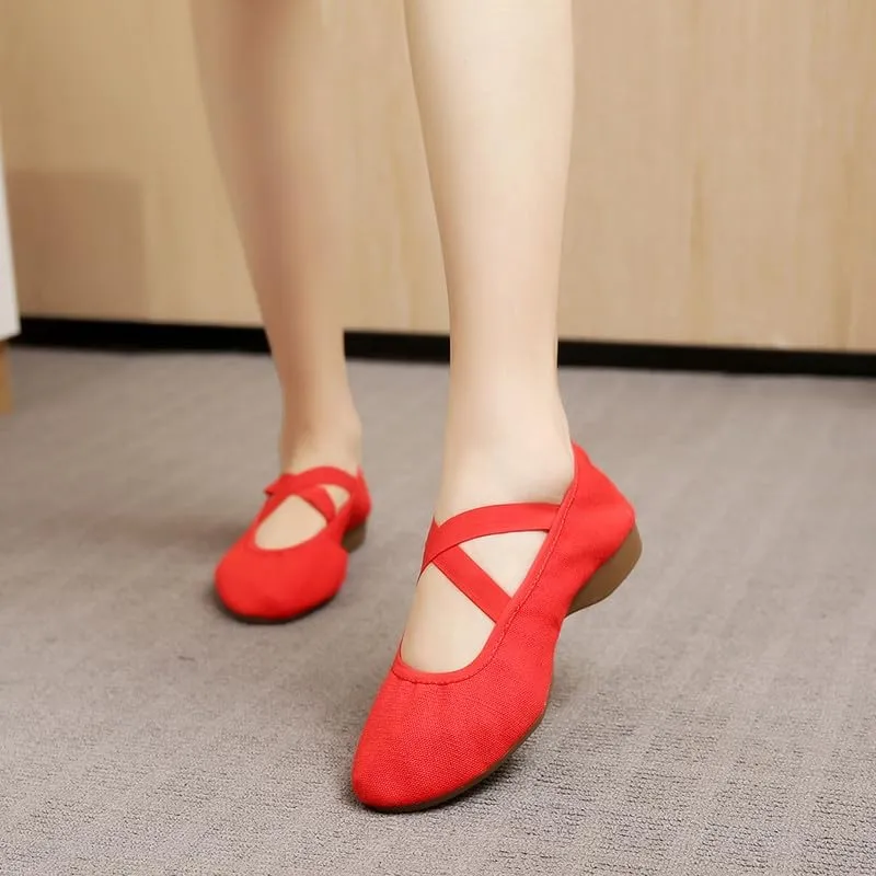 AOQUNFS Women’s Latin Dance Shoes Close Toe Ballroom Dance Practice Shoes