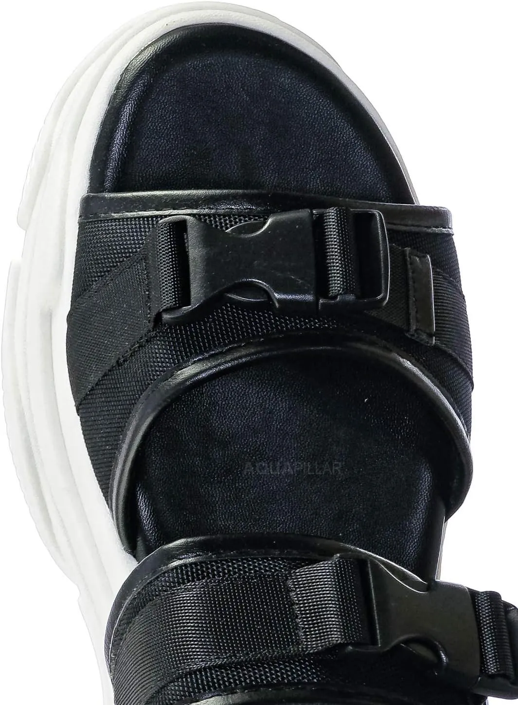 Athleisure Chunky Platform Sporty Sandal - Elastic Hook & Loop Slingbacks