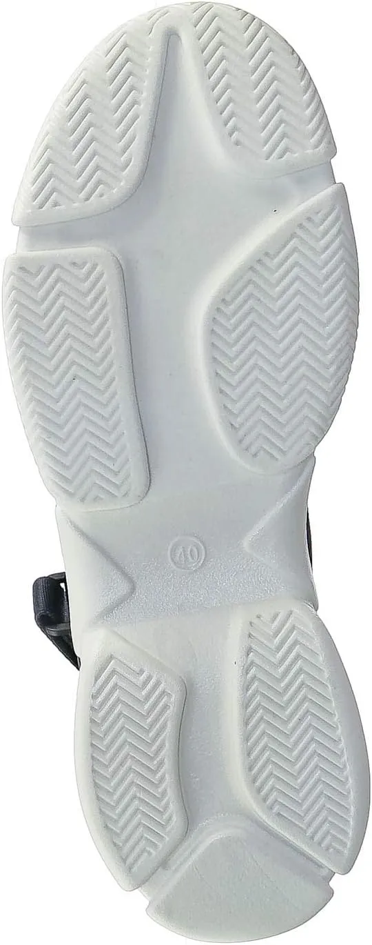 Athleisure Chunky Platform Sporty Sandal - Elastic Hook & Loop Slingbacks