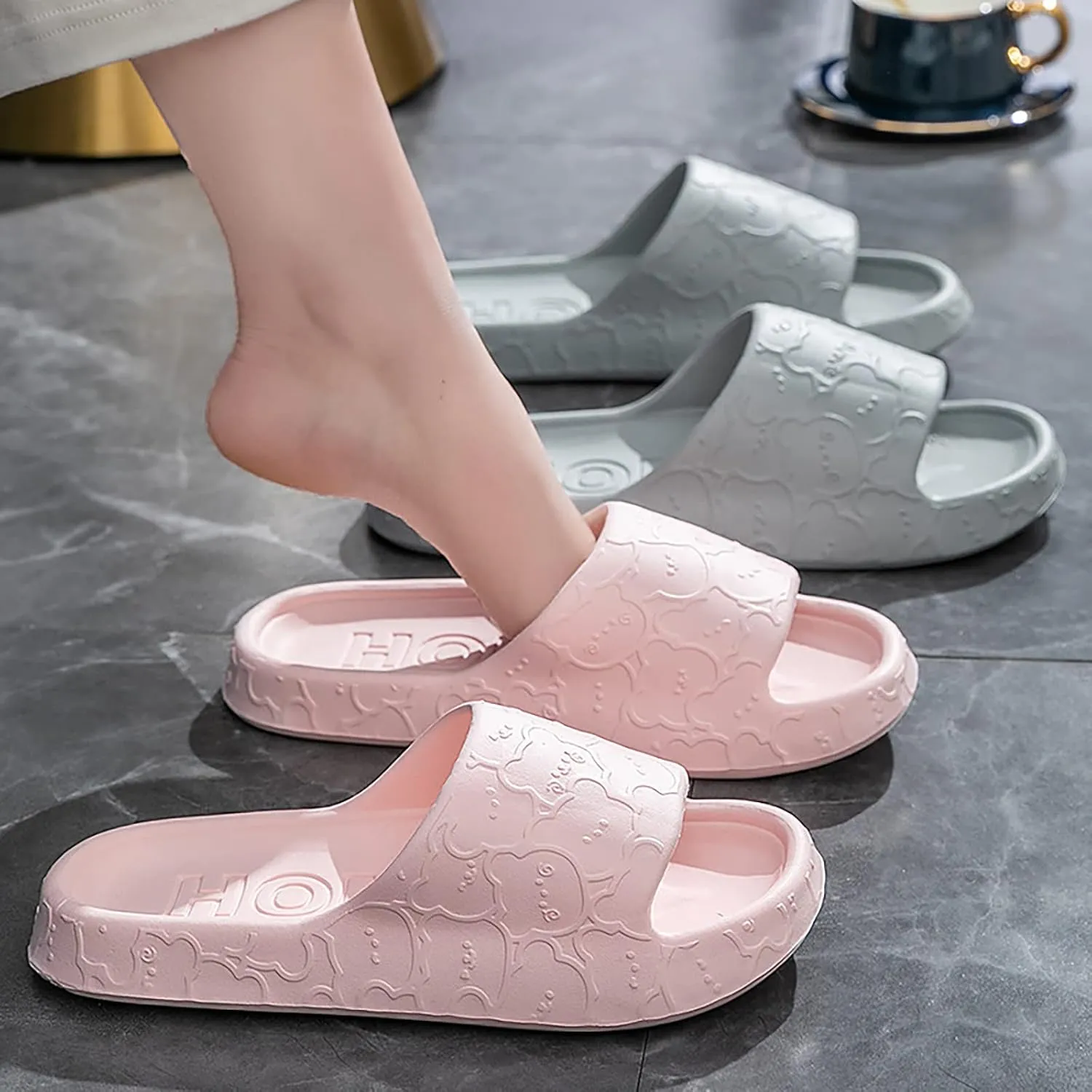Bathroom Slippers Men Slides for Women Cloud Slippers for Men Womens Slides Bathroom Dorms Soft Sole