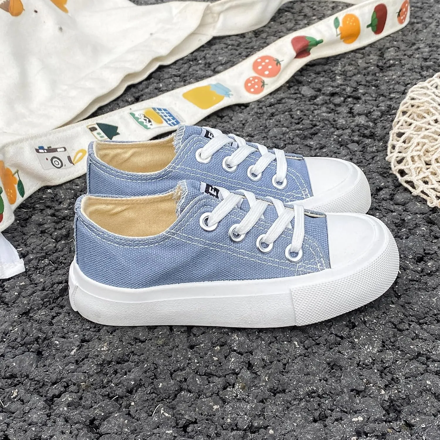 Boys Girls Baby Children's Shoes Low top lace-up Children's Canvas Shoes Back-to-School Season Small White Shoes Children's Sneakers Teens Medium and Large Kids Skateboarding Shoes