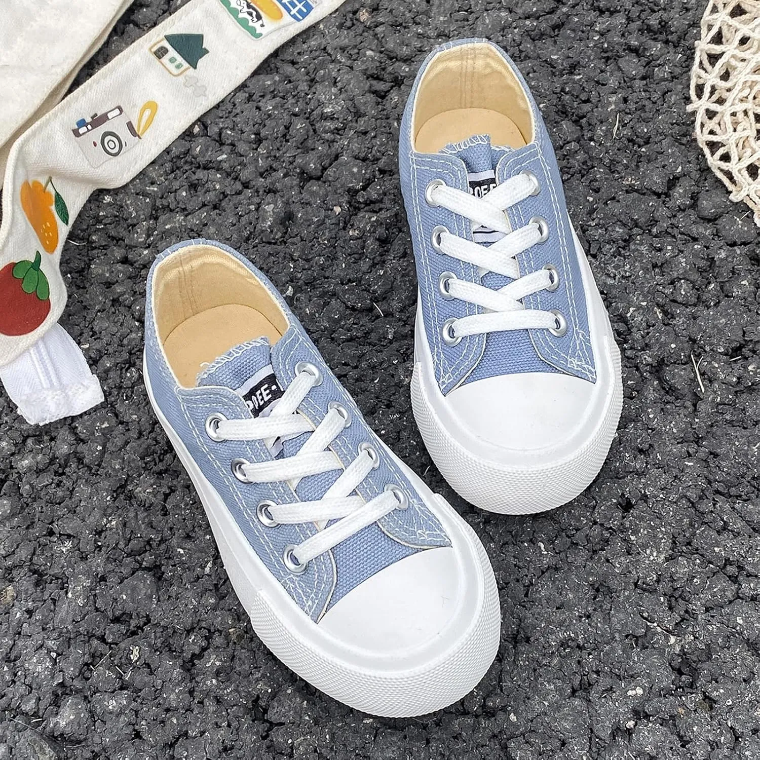 Boys Girls Baby Children's Shoes Low top lace-up Children's Canvas Shoes Back-to-School Season Small White Shoes Children's Sneakers Teens Medium and Large Kids Skateboarding Shoes