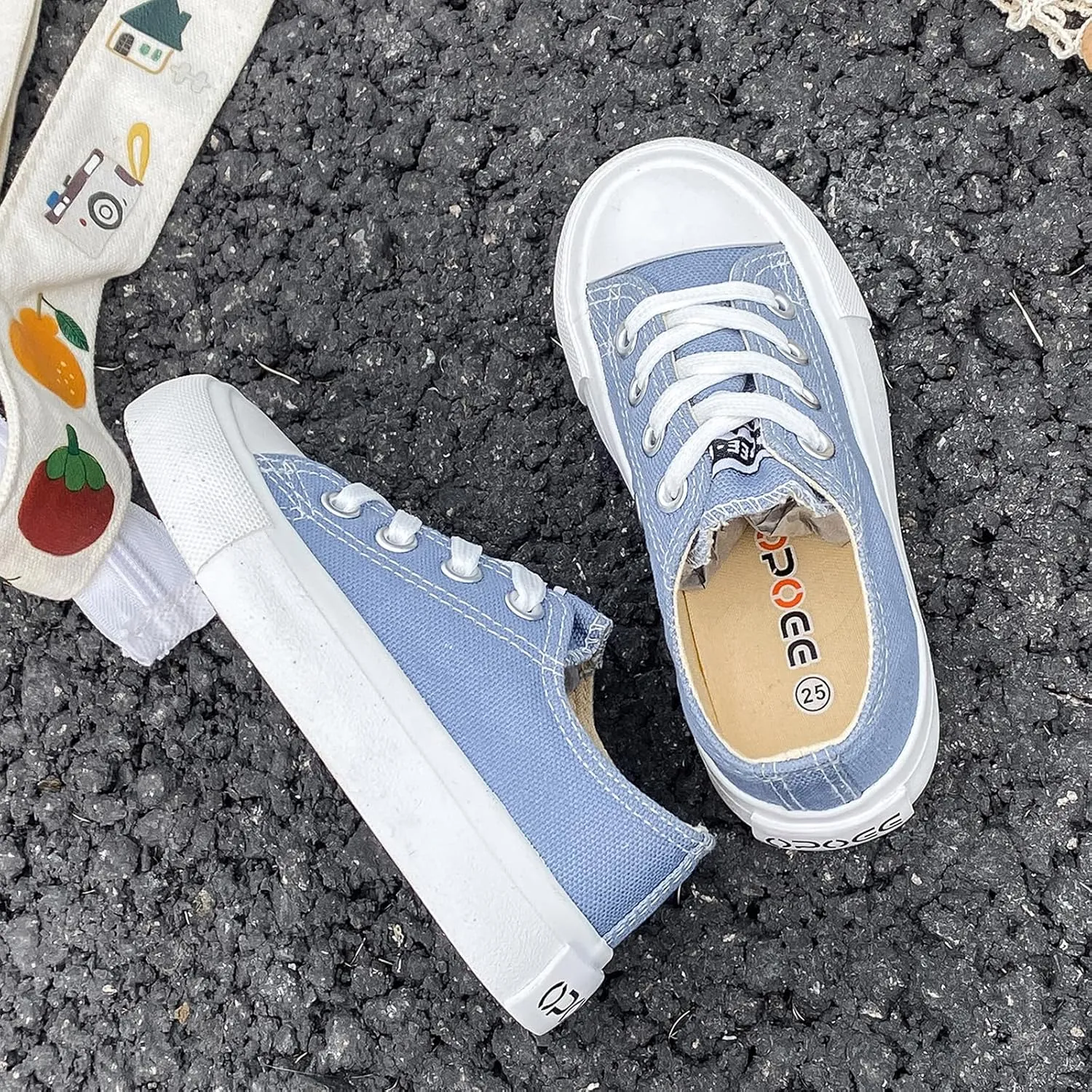Boys Girls Baby Children's Shoes Low top lace-up Children's Canvas Shoes Back-to-School Season Small White Shoes Children's Sneakers Teens Medium and Large Kids Skateboarding Shoes