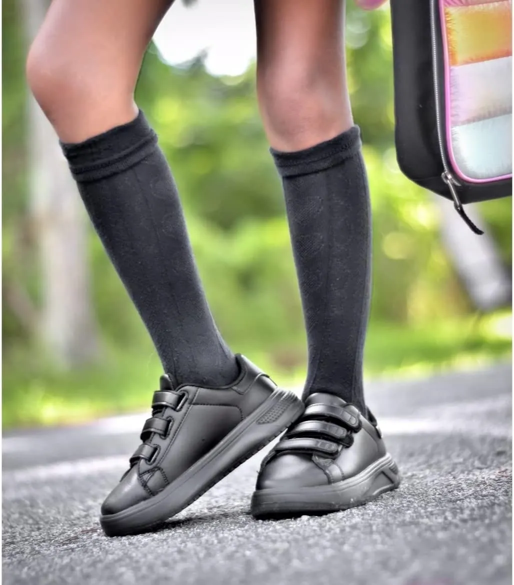 Boys Oxford Black School Uniform Shoes Unisex