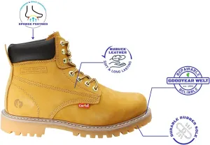 Cactus Mens 3611 Soft Toe Insulated 6" Construction Work Boots Nubuck Leather Rubber Sole Comfortable Industrial Construction Boots
