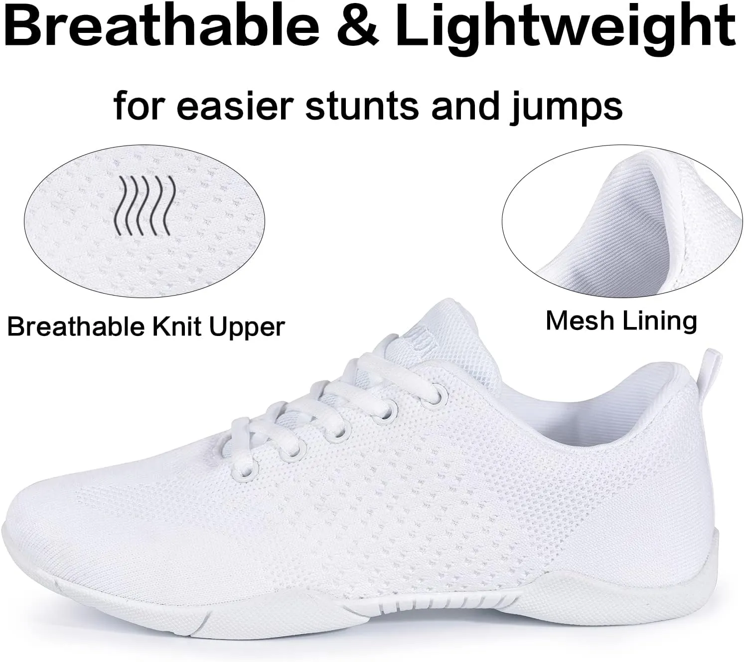 CADIDL Cheer Shoes Women White Cheerleading Dance Shoes