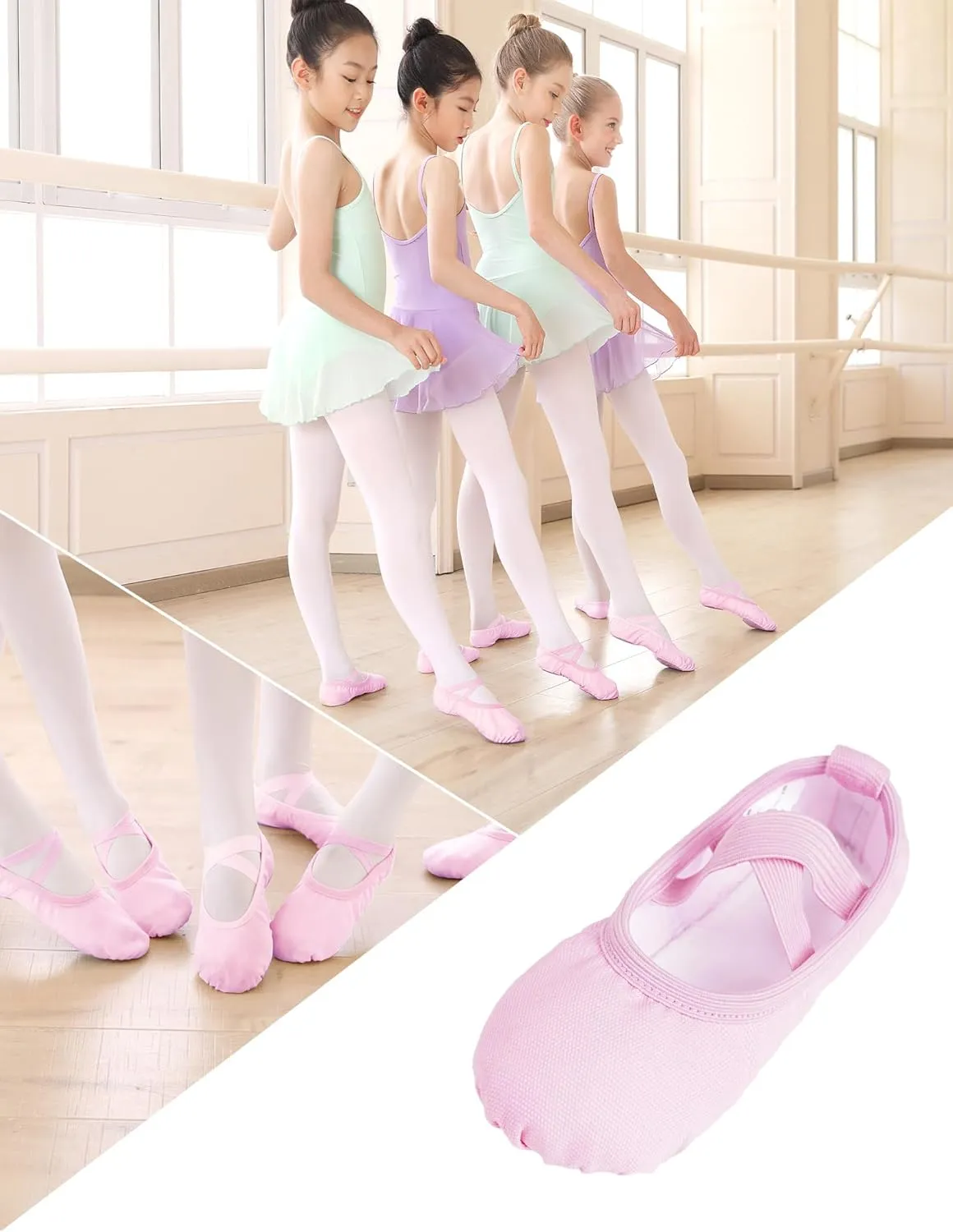 Canvas Ballet Shoes for Girls Ballet Flats for Toddler/Little Kid/Big Kid/Adult