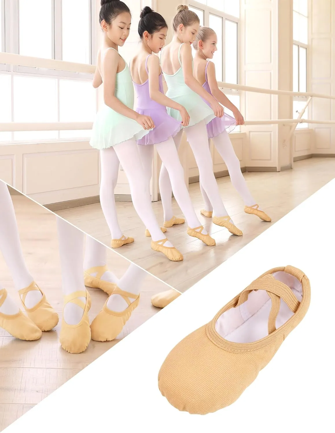 Canvas Ballet Shoes for Girls Ballet Flats for Toddler/Little Kid/Big Kid/Adult