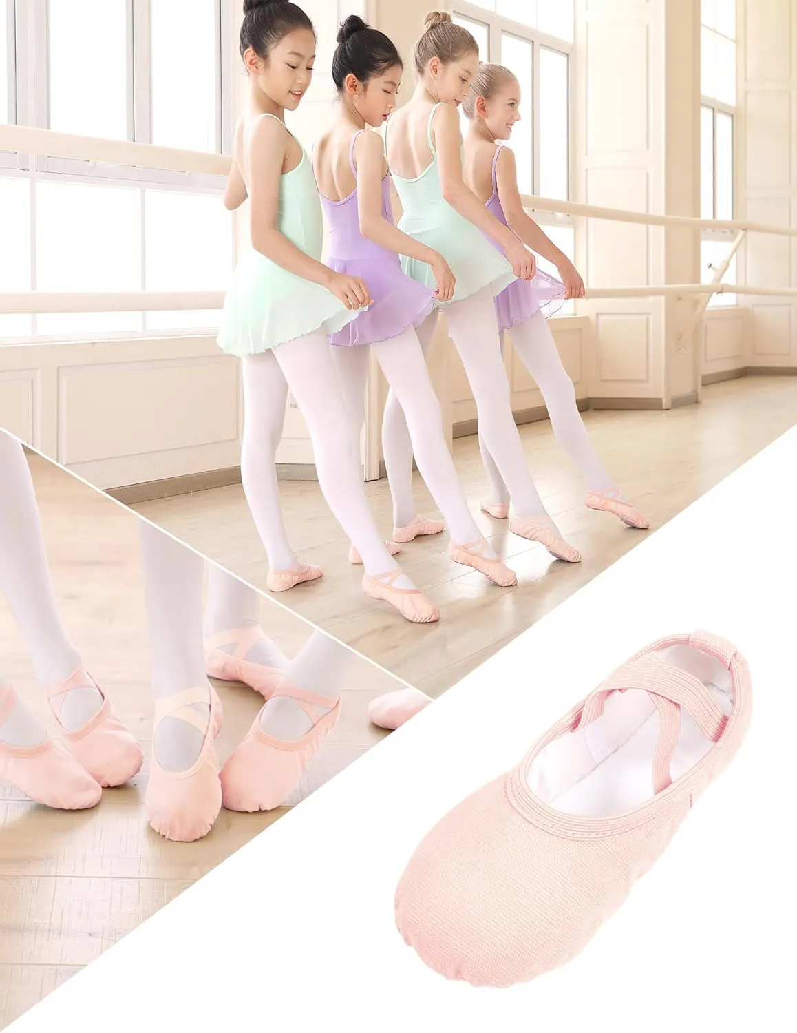 Canvas Ballet Shoes for Girls Ballet Flats for Toddler/Little Kid/Big Kid/Adult