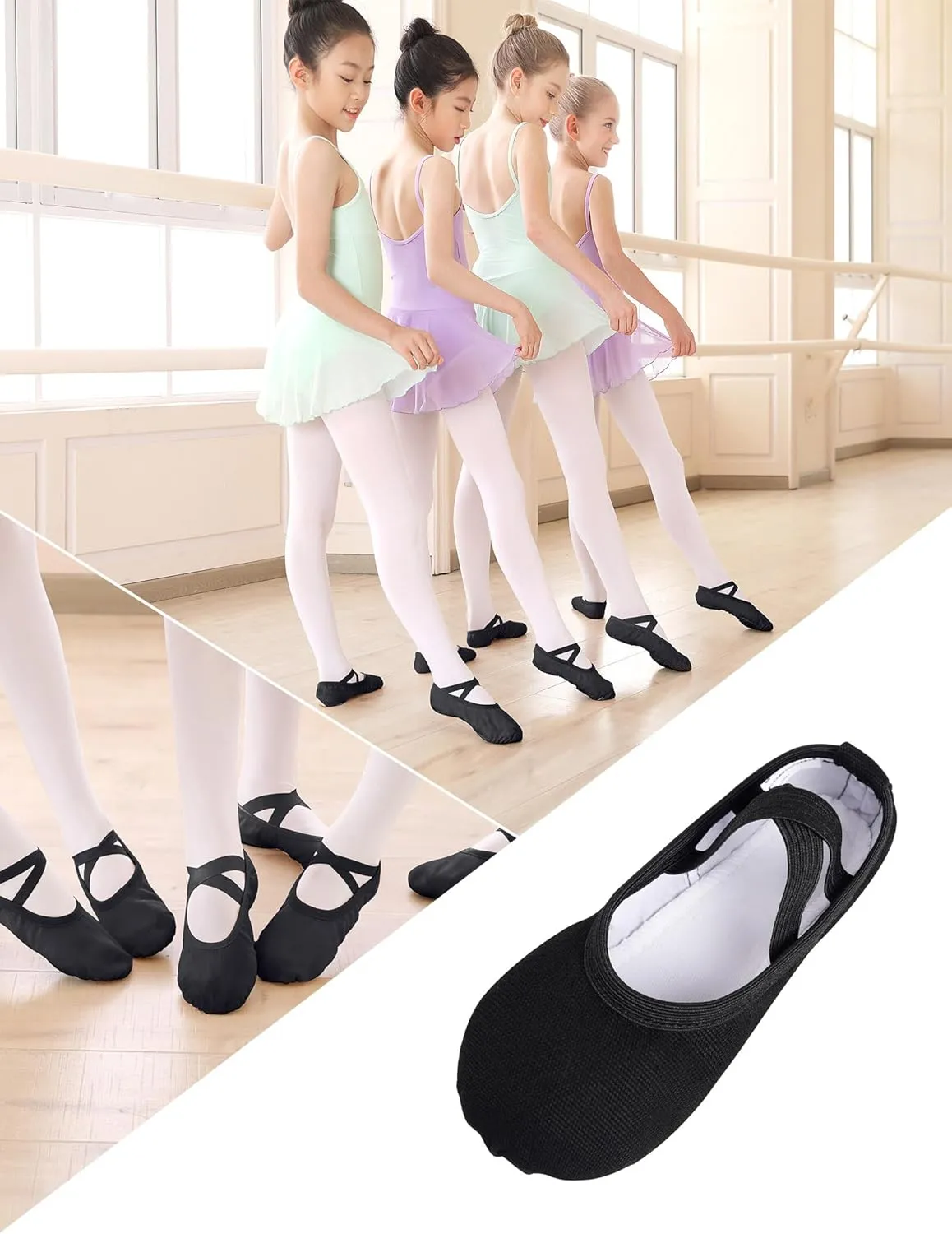 Canvas Ballet Shoes for Girls Ballet Flats for Toddler/Little Kid/Big Kid/Adult