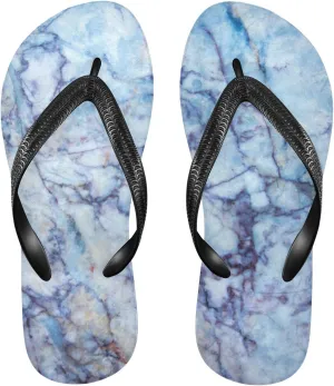 Casual Women's Slim Flip Flops - Colorful Striped Marble Summer Thong Flat Sandals Rubber Slide Slippers Shower Shoes