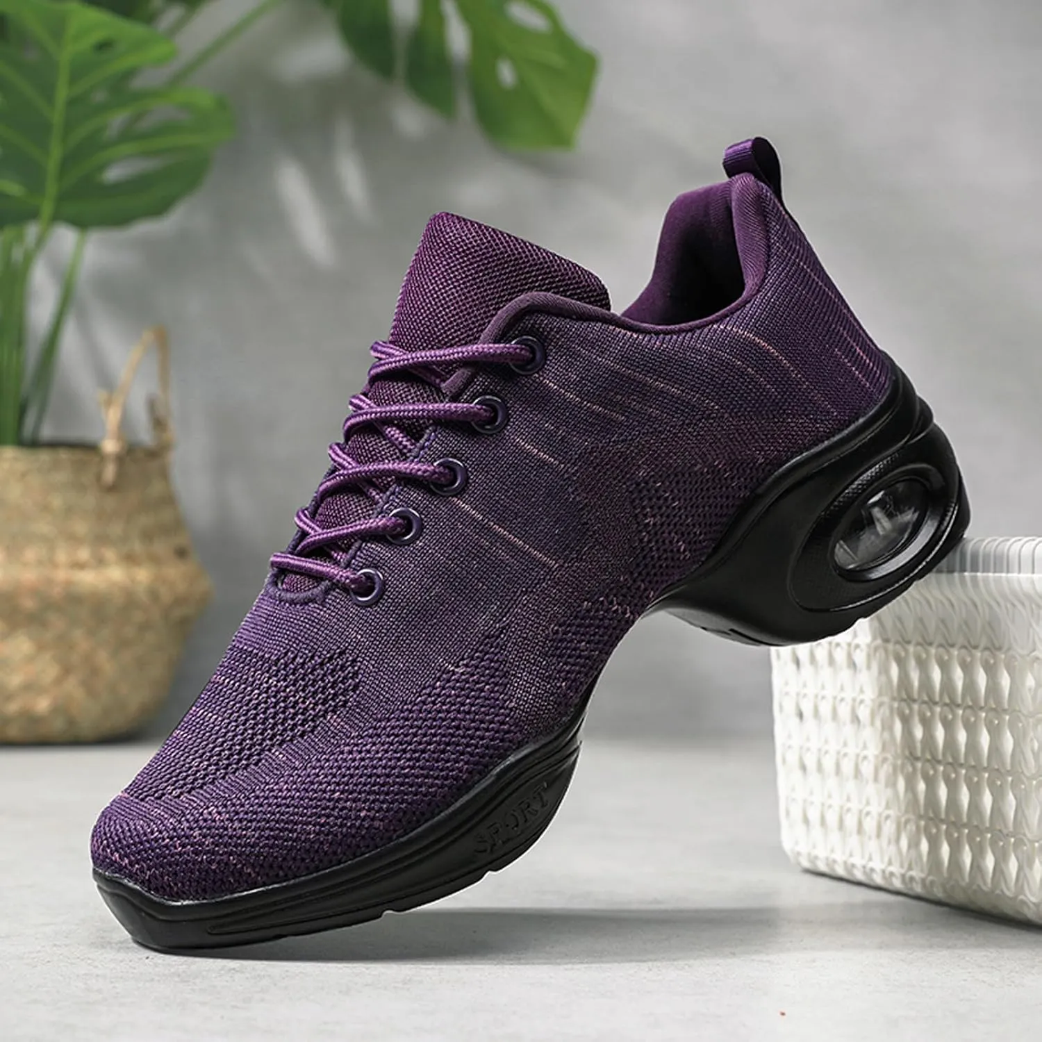 CERYTHRINA Women's Dance Shoes Lace-up Jazz Shoes Breathable Mesh Sneakers Air Cushion Athletic Walking Shoes