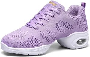 CERYTHRINA Women's Dance Shoes Lace-up Jazz Shoes Breathable Mesh Sneakers Air Cushion Athletic Walking Shoes