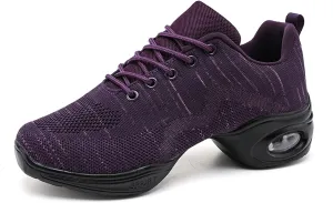 CERYTHRINA Women's Dance Shoes Lace-up Jazz Shoes Breathable Mesh Sneakers Air Cushion Athletic Walking Shoes