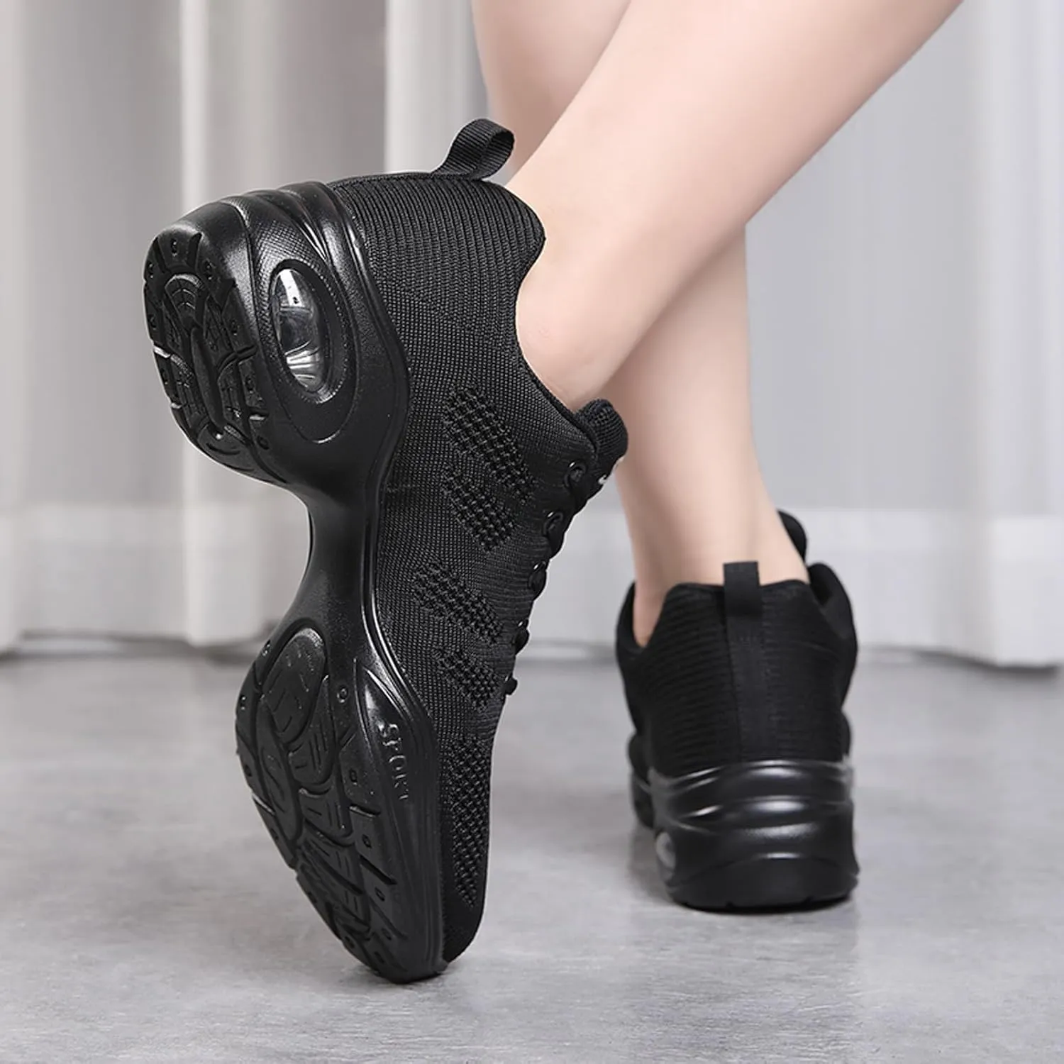 CERYTHRINA Women's Dance Shoes Lace-up Jazz Shoes Breathable Mesh Sneakers Air Cushion Athletic Walking Shoes
