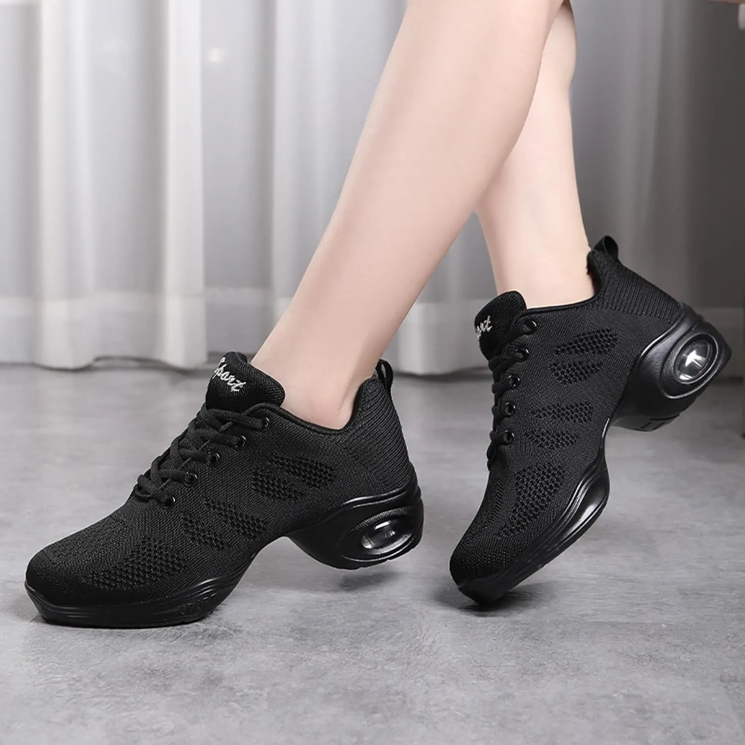 CERYTHRINA Women's Dance Shoes Lace-up Jazz Shoes Breathable Mesh Sneakers Air Cushion Athletic Walking Shoes
