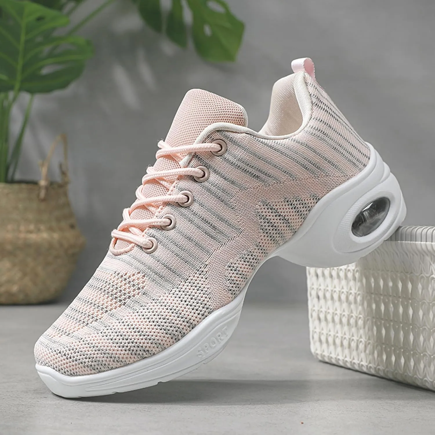 CERYTHRINA Women's Dance Shoes Lace-up Jazz Shoes Breathable Mesh Sneakers Air Cushion Athletic Walking Shoes