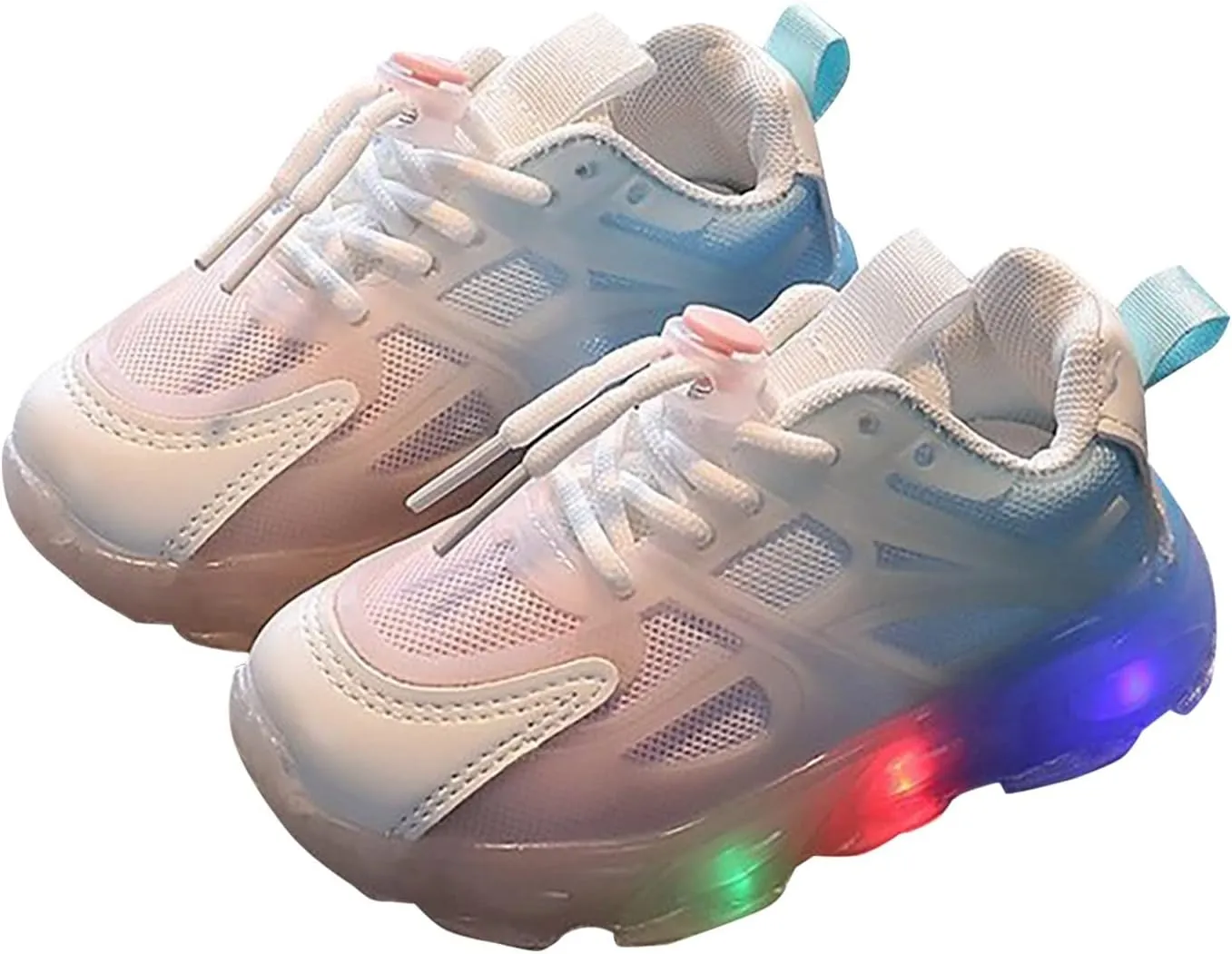 Children's Sneakers Color Gradient LED Light Shoes Dad Shoes Lace Up Soft Soles Shoes Toddler Girls Sneakers