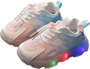 Children's Sneakers Color Gradient LED Light Shoes Dad Shoes Lace Up Soft Soles Shoes Toddler Girls Sneakers