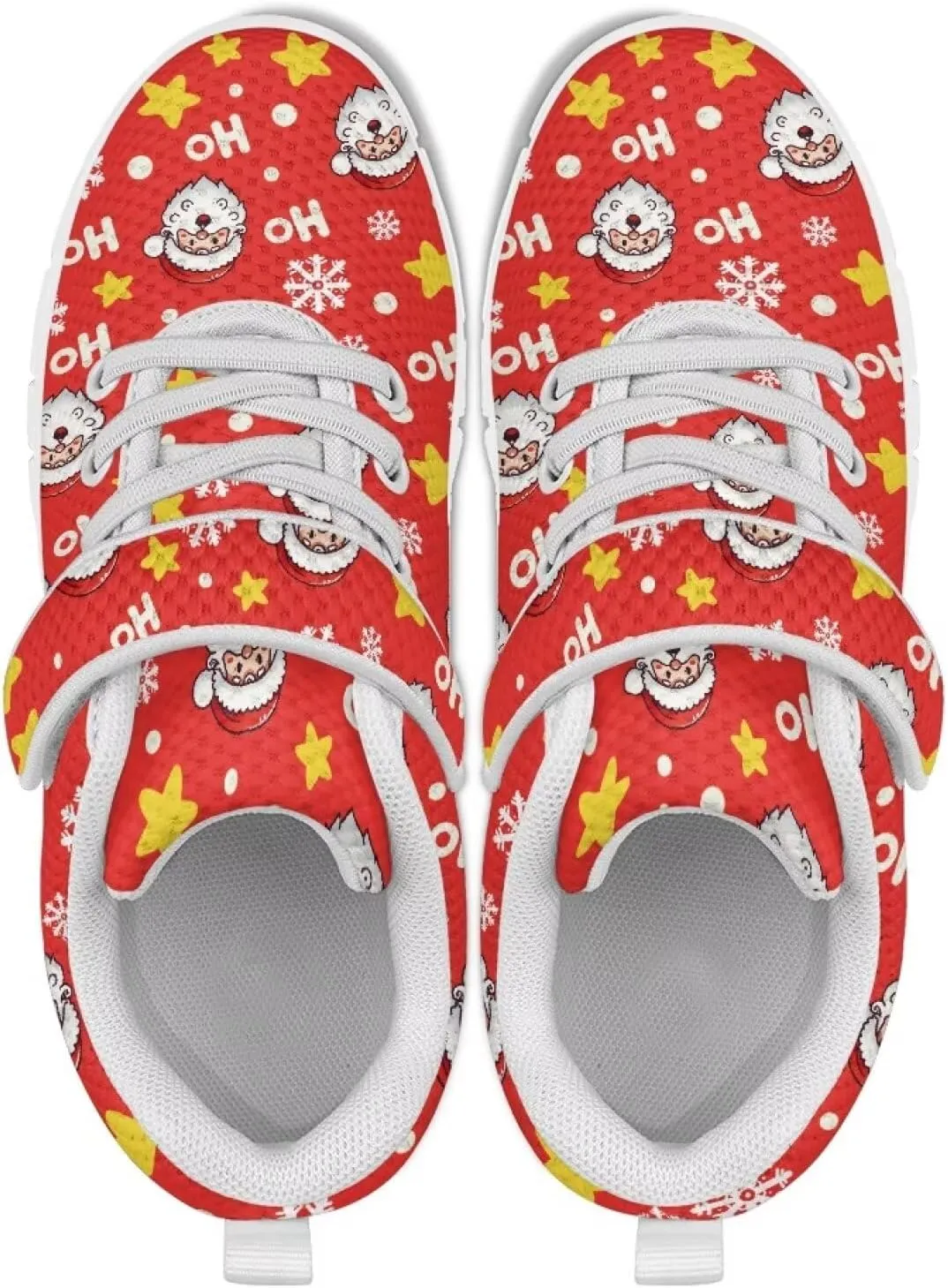 Christmas Shoes for Boys Girls Cozy Breathable Lightweight Anti-Slip Running Sneaker Strap School Athletic Tennis Sneakers for Children/Big Kids/Litter Boys Girls/Toddler