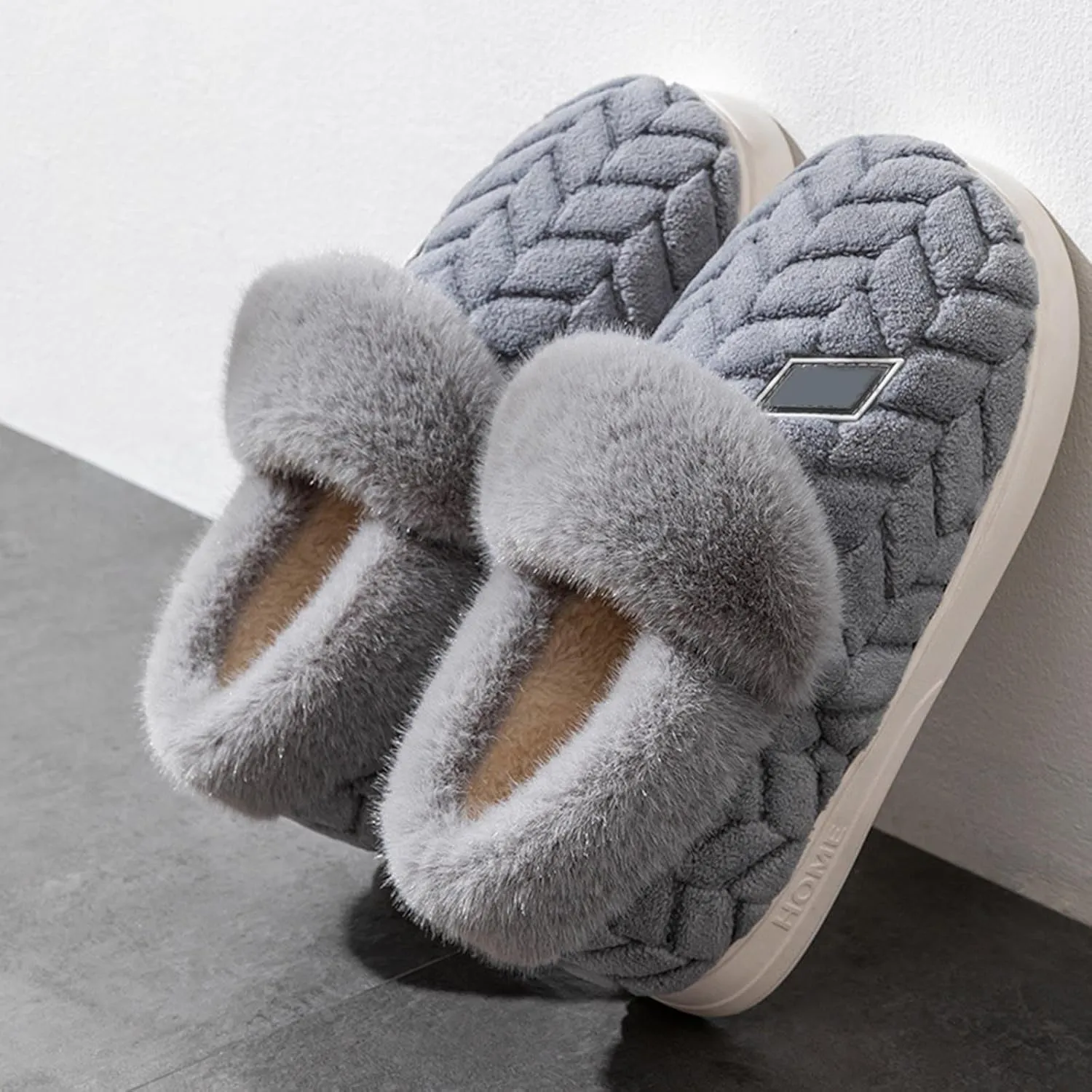 Christmas Slippers for Women Men Winter Indoor Warm Cozy Home Shoes Microwave Heating Option Soft Sole Xmas
