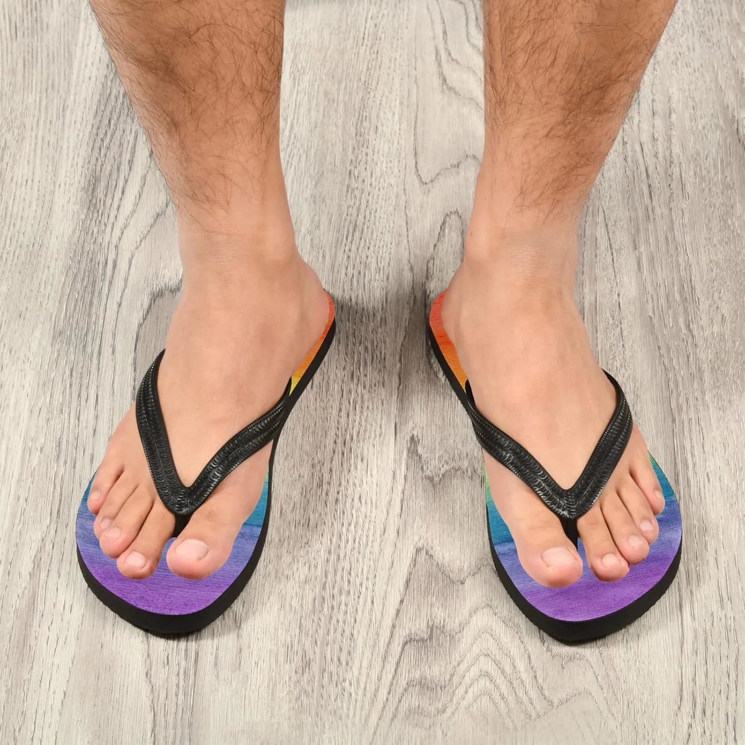 Colorful Striped Rainbow Womens Flip Flops Summer Beach Sandals Casual Thong Slippers Comfortable Shower Slippers Non Slip Water Sandals shoes S