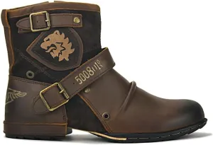 Cowboy Boots For Men Durable and Fashionable Retro Zipper Classic Short Boots For Spring Fall Square Toe Traditional Boots Western Boot