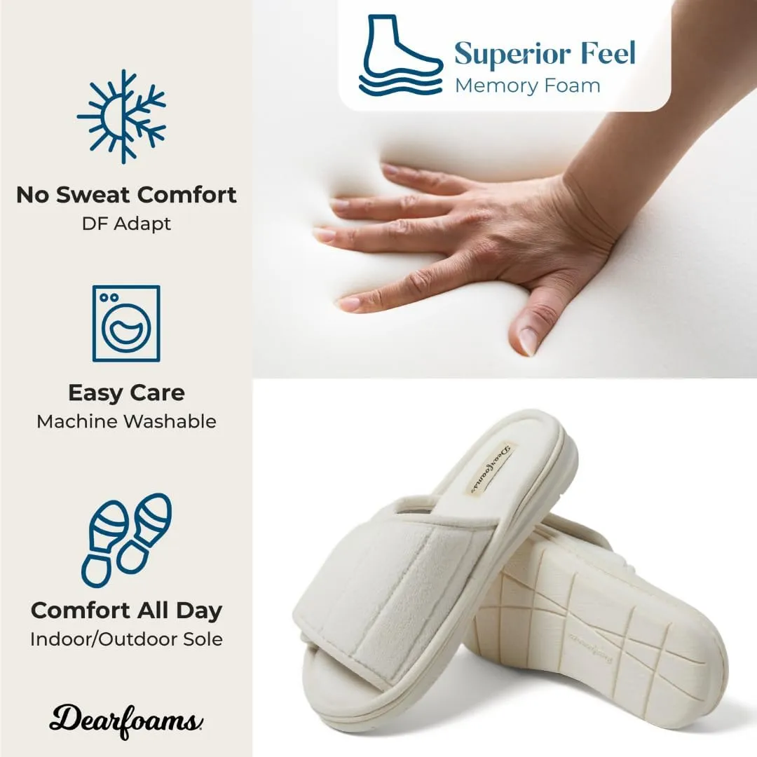 Dearfoams Women's Adjustable Indoor/Outdoor Machine Washable Memory Foam Slide