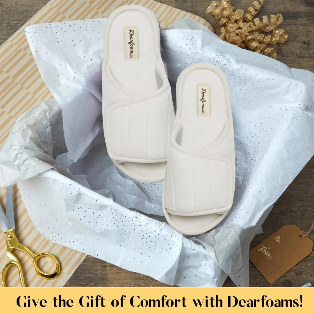 Dearfoams Women's Adjustable Indoor/Outdoor Machine Washable Memory Foam Slide
