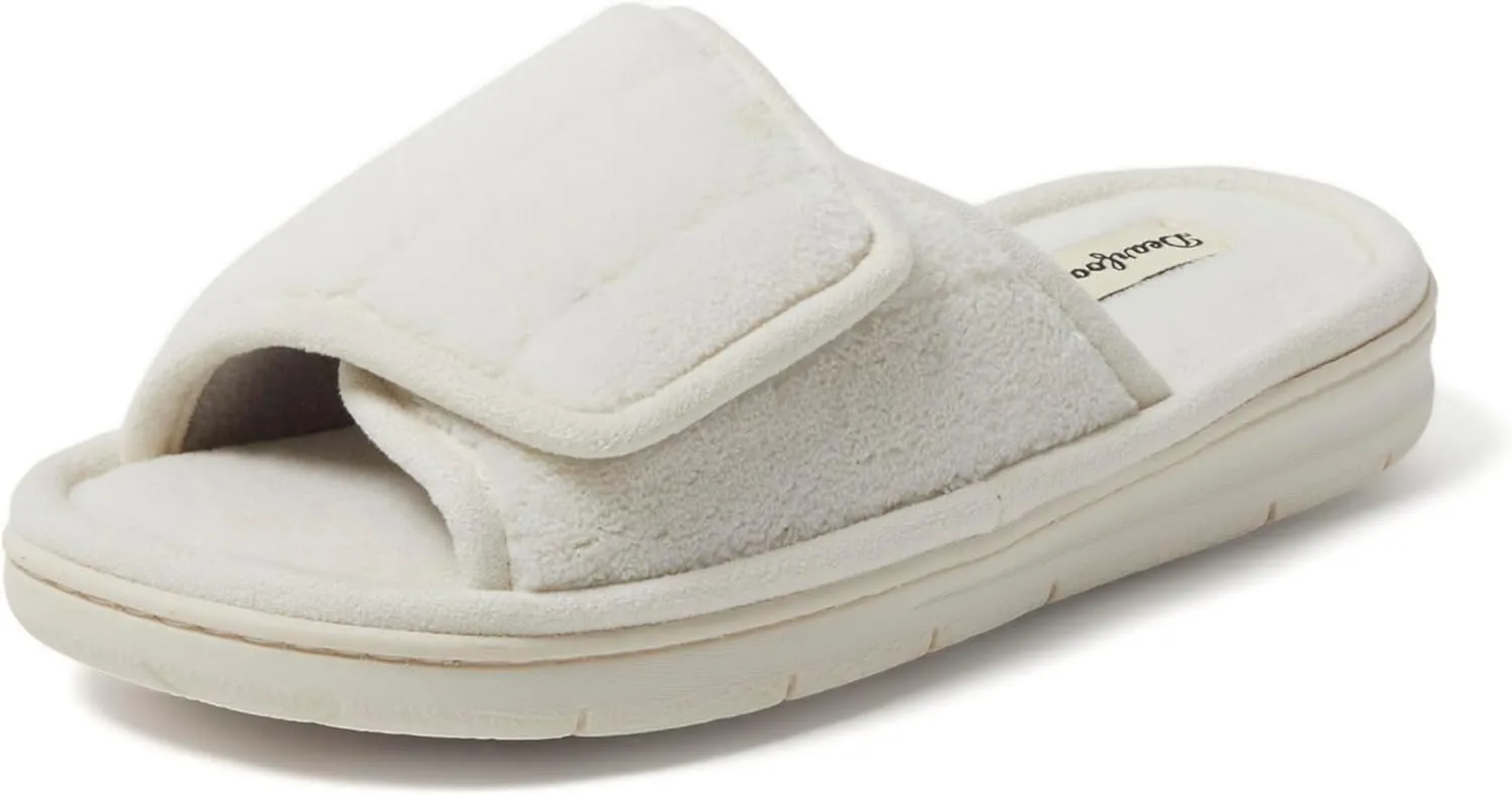 Dearfoams Women's Adjustable Indoor/Outdoor Machine Washable Memory Foam Slide
