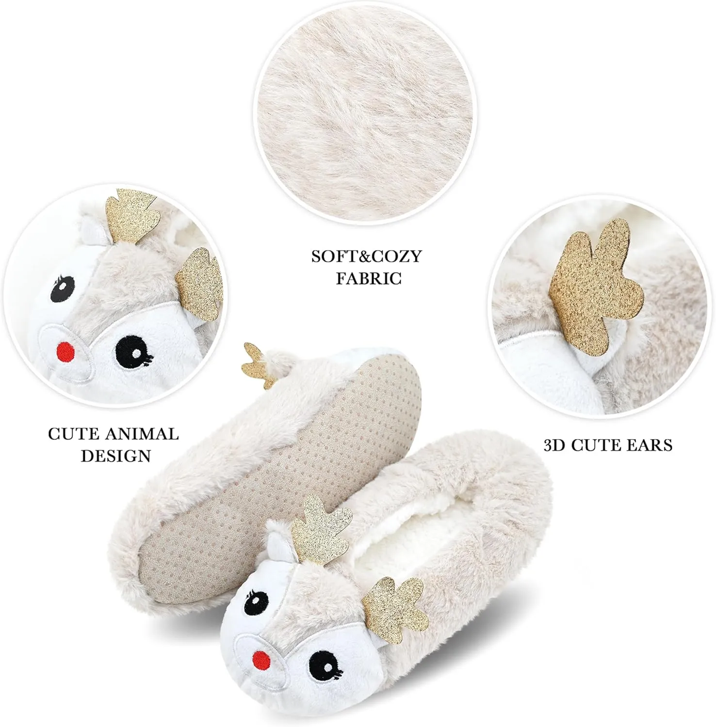 DICUIRD Womens Animal Soft Sole Slipper Socks with Grippers-Fuzzy House Cute Slippers