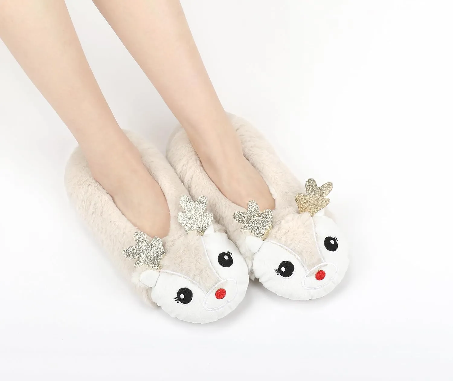 DICUIRD Womens Animal Soft Sole Slipper Socks with Grippers-Fuzzy House Cute Slippers