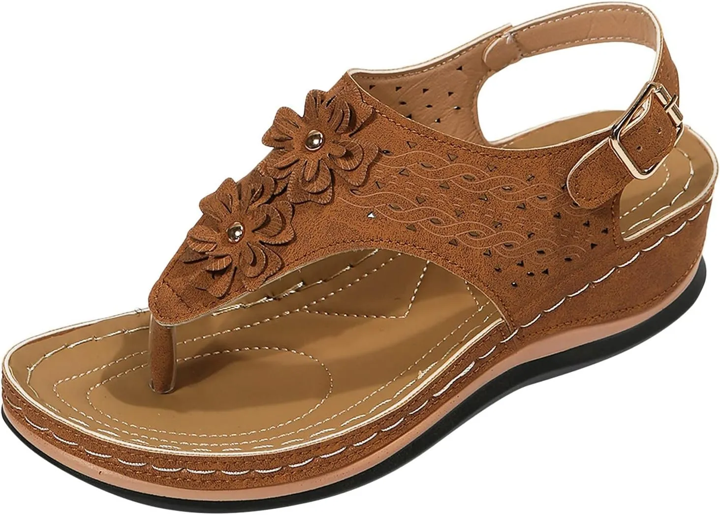 Eduavar Sandalias para Mujer, Orthopedic Sandals for Women Closed Toe Sandals Plarform Sandals with Back Strap