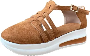 Eduavar Sandalias para Mujer, Orthopedic Sandals for Women Closed Toe Sandals Plarform Sandals with Back Strap