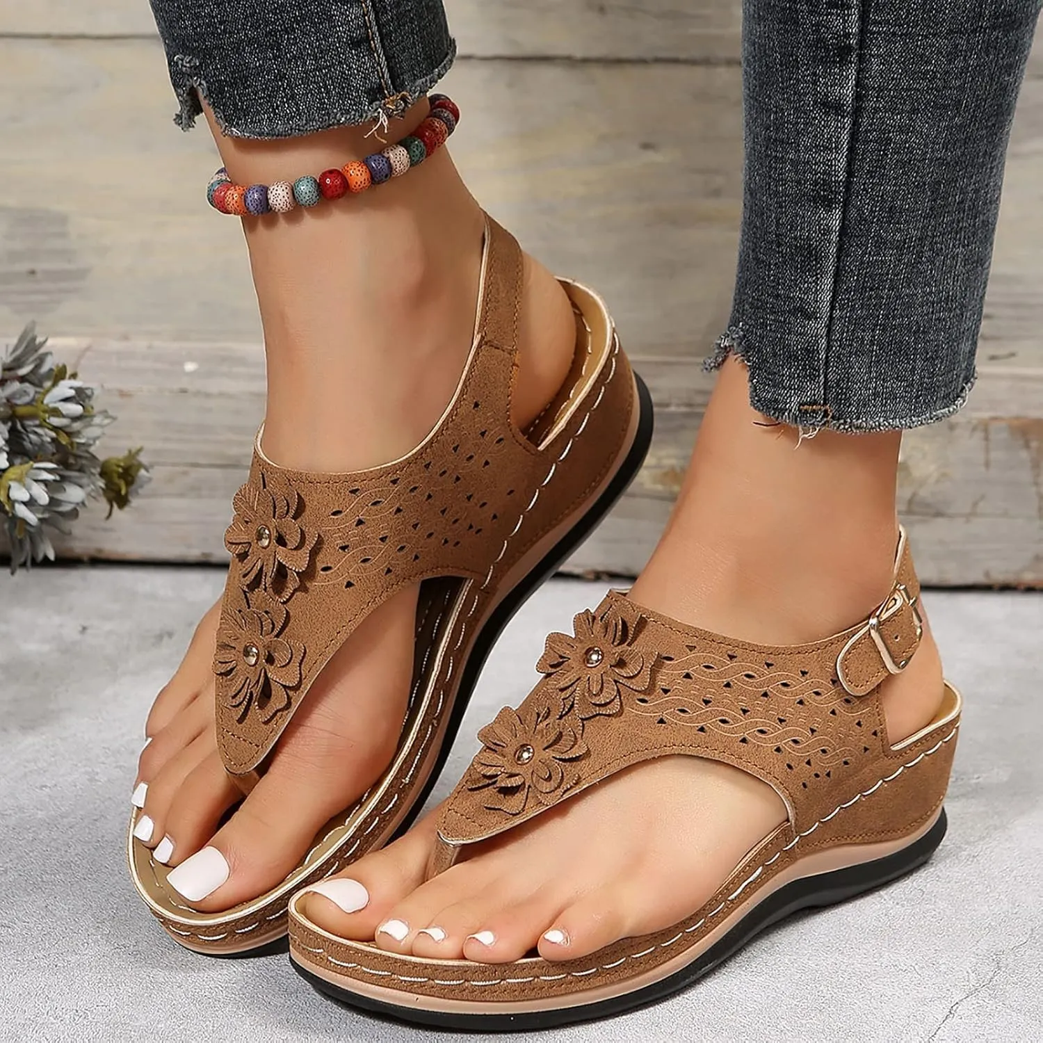 Eduavar Sandalias para Mujer, Orthopedic Sandals for Women Closed Toe Sandals Plarform Sandals with Back Strap