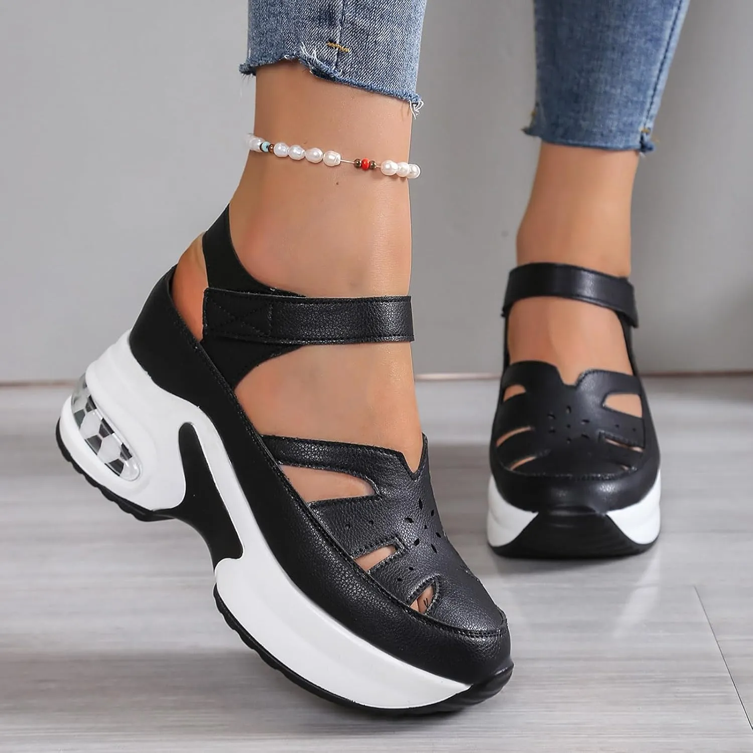 Eduavar Sandals for Women 2025 Sport Athletic Outdoor Summer Sandals Closed Toe Walking Hollow out Shoes with Arch Support