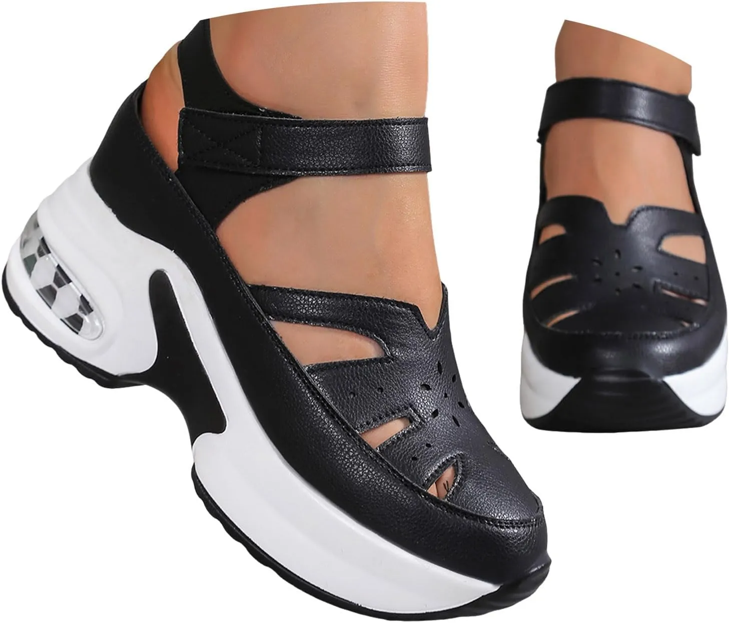 Eduavar Sandals for Women 2025 Sport Athletic Outdoor Summer Sandals Closed Toe Walking Hollow out Shoes with Arch Support