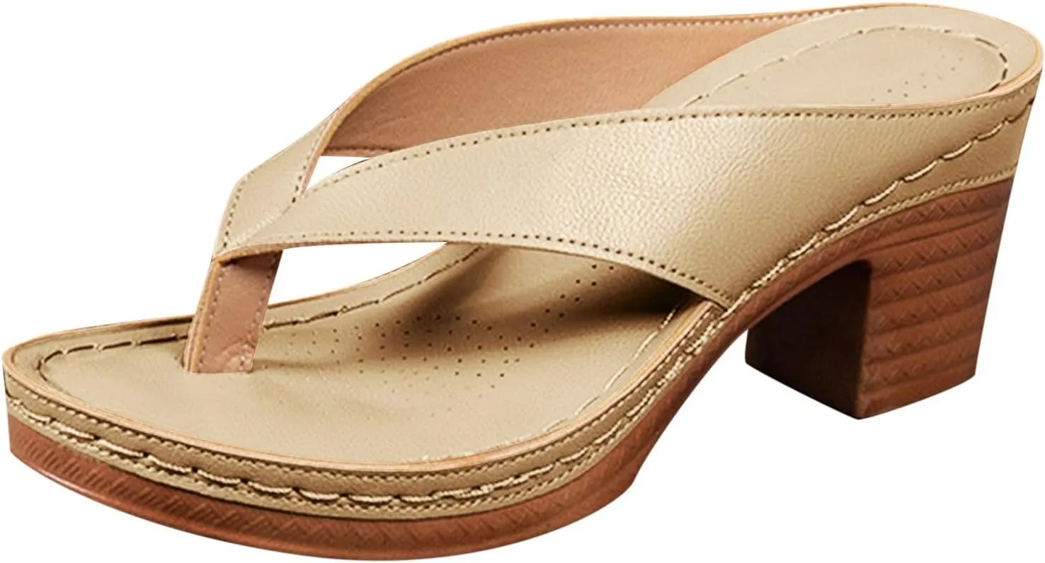 Eduavar Sandals for Women 2025 Summer Block Open Toe Low Heel Chunky Sandals Classic Casual Slip on Dressy Comfortable Shoes
