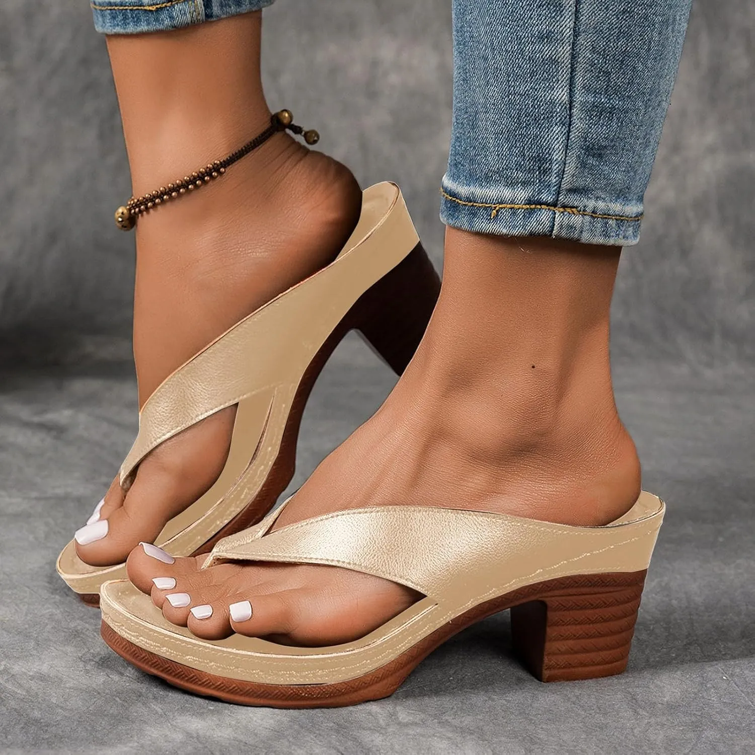 Eduavar Sandals for Women 2025 Summer Block Open Toe Low Heel Chunky Sandals Classic Casual Slip on Dressy Comfortable Shoes