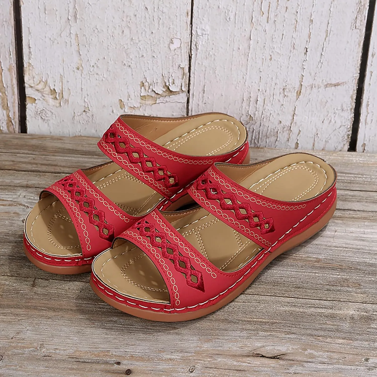 Eduavar Sandals for Women Casual Orthopedic Wedge Platform Sandals with Arch Support Comfortable Walking Slip on Slippers