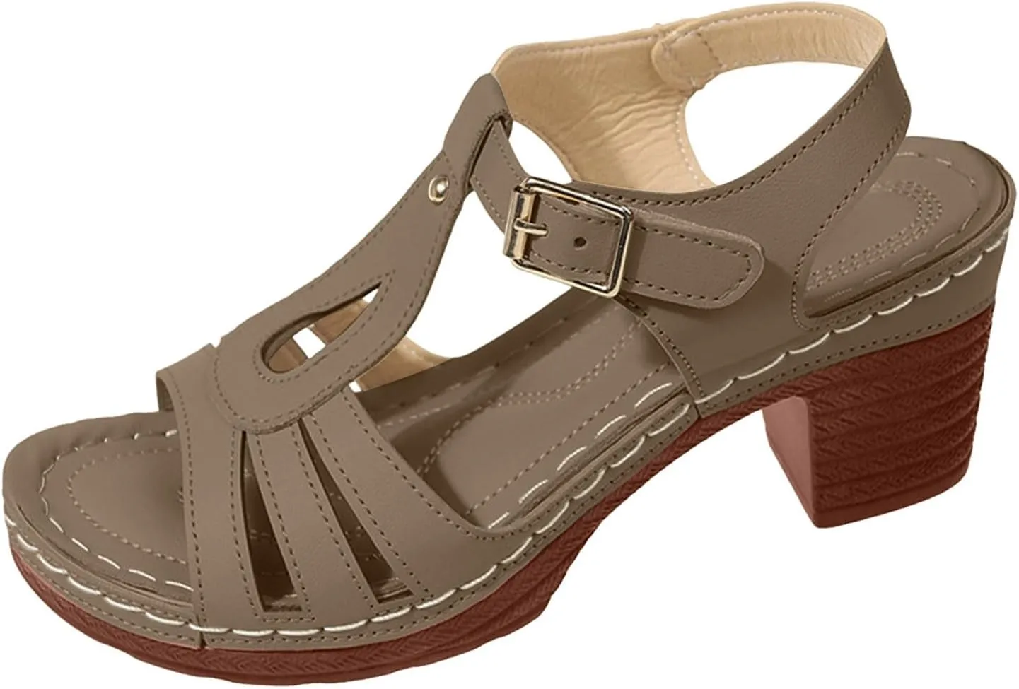 Eduavar Sandals for Women Dressy, Orthopedic Sandals for Women Ankle Strap Cut Out Sandals Breathable Heels Sandals