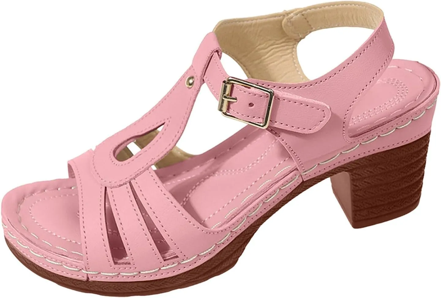Eduavar Sandals for Women Dressy, Orthopedic Sandals for Women Ankle Strap Cut Out Sandals Breathable Heels Sandals