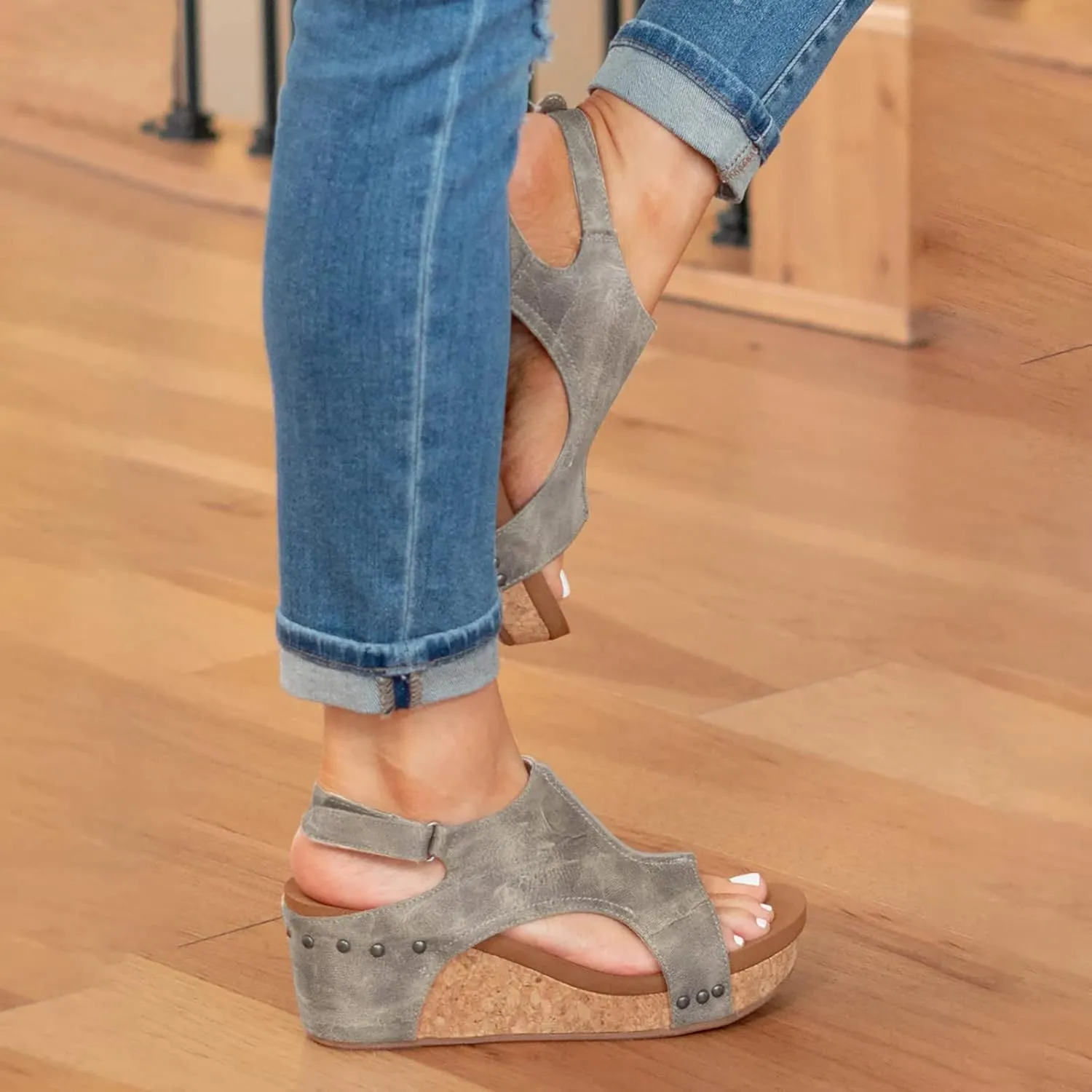Eduavar Shoes for Women Sandals Dressy, Sandals for Women Casual Summer Wedge Platform Sandals Open Toe Hook and Loop Sandal