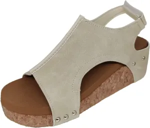 Eduavar Shoes for Women Sandals Dressy, Sandals for Women Casual Summer Wedge Platform Sandals Open Toe Hook and Loop Sandal