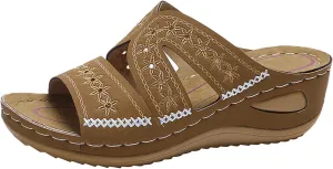 Eduavar Summer Sandals for Women, Orthopedic Sandals for Women Retro Sandals Open Toe Anti-Slip Comfy Walking Sandals