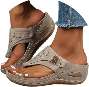 Eduavar Wedge Sandals for Women, Sandals Women Dressy Summer Breathable Flip Flops Summer Beach Sandals Slippers