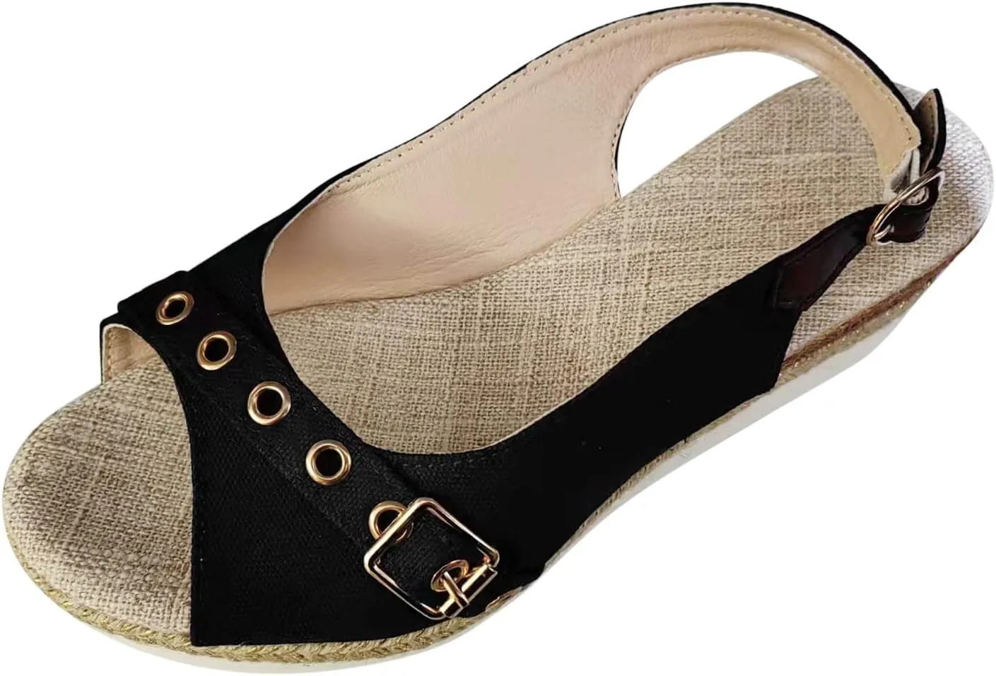 Eduavar Womens Wedge Sandals, Orthopedic Sandals for Women Peep Toe Platform Sandals Ankle Strap Comfy Sandals