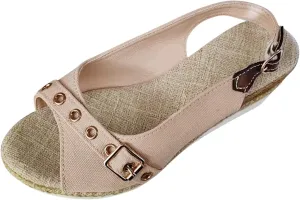 Eduavar Womens Wedge Sandals, Orthopedic Sandals for Women Peep Toe Platform Sandals Ankle Strap Comfy Sandals