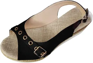 Eduavar Womens Wedge Sandals, Orthopedic Sandals for Women Peep Toe Platform Sandals Ankle Strap Comfy Sandals